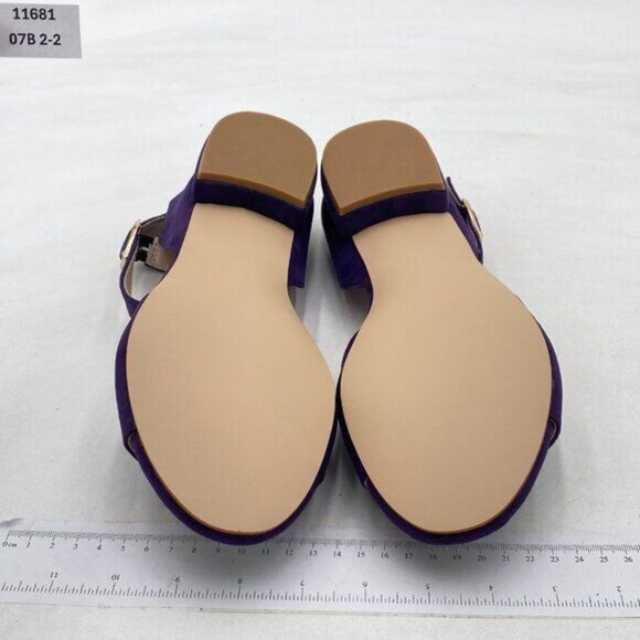 XYD Dark Purple Low Heel Sandal Pumps Open Toe Ankle Strap Slingback Chunky Shoe - Picture 7 of 8